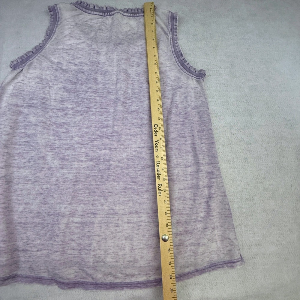 Jane and Delancey Tank Top Womens Small Purple Ruffle Trim Sleeveless Burnout - Picture 7 of 12